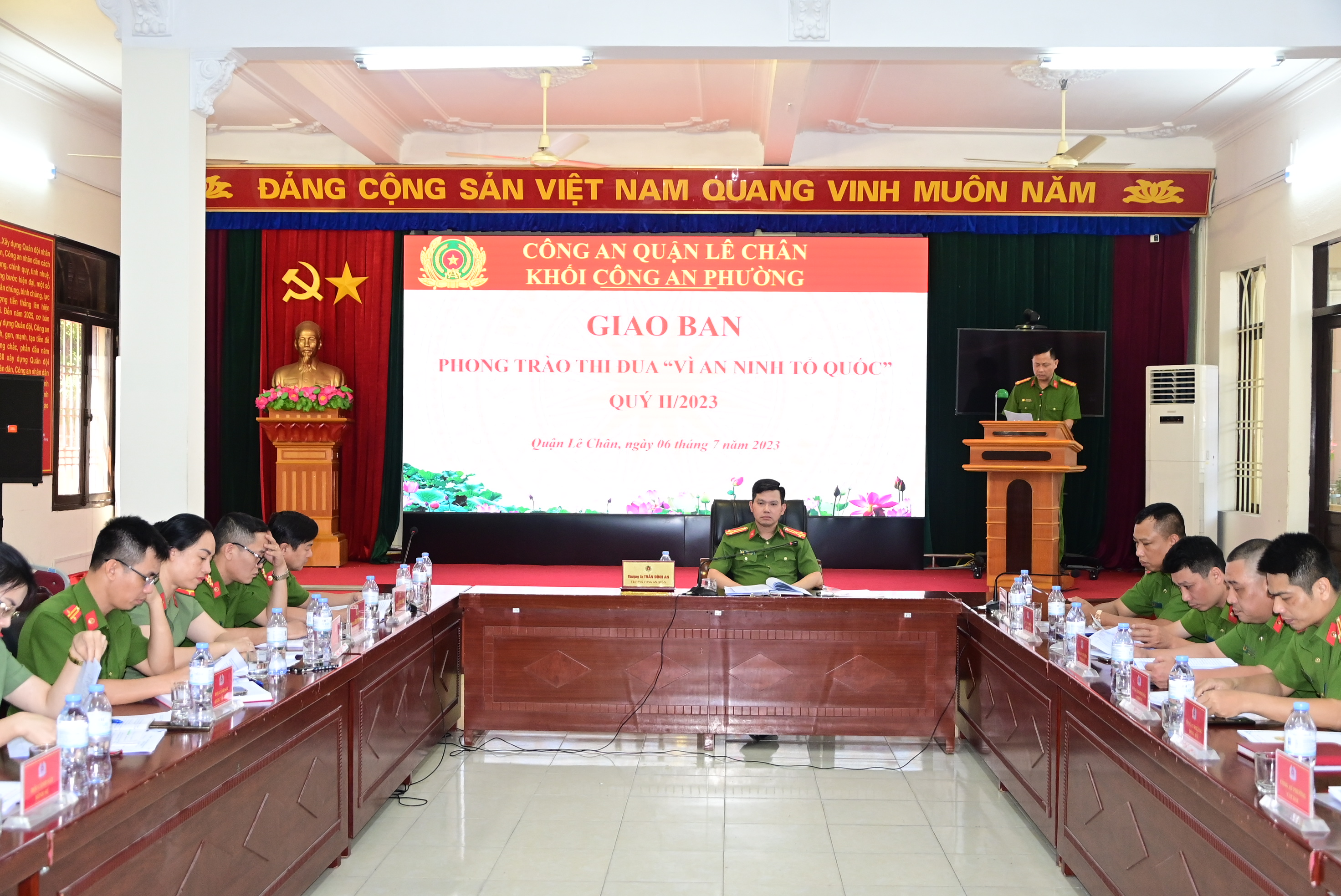 Khối Công an phường (Công an quận Lê Chân): Giao ban phong trào thi đua “Vì an ninh Tổ quốc” quý II năm 2023